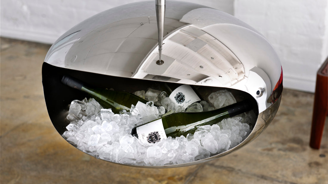 Cocoon Aeris stainless steel suspended fireplace close-up detail