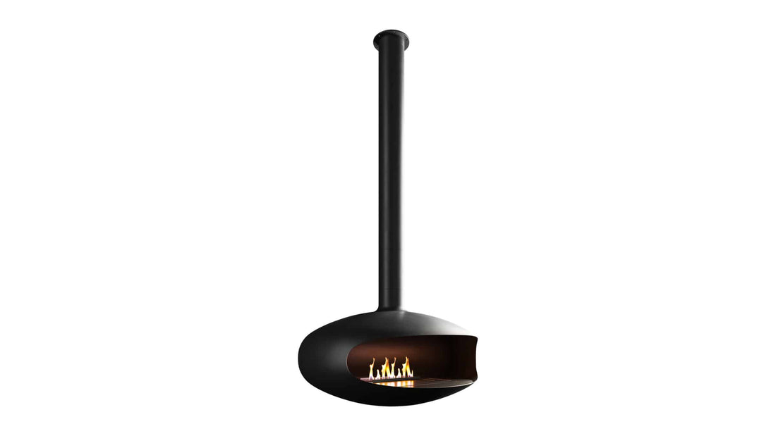 Iconic 900 suspended fireplace side view