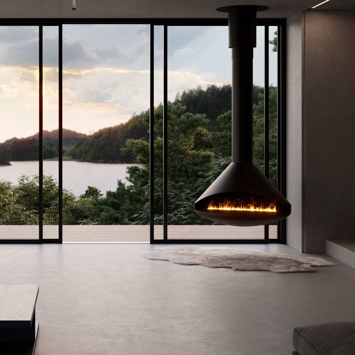 Naked Flame Orbit suspended fireplace