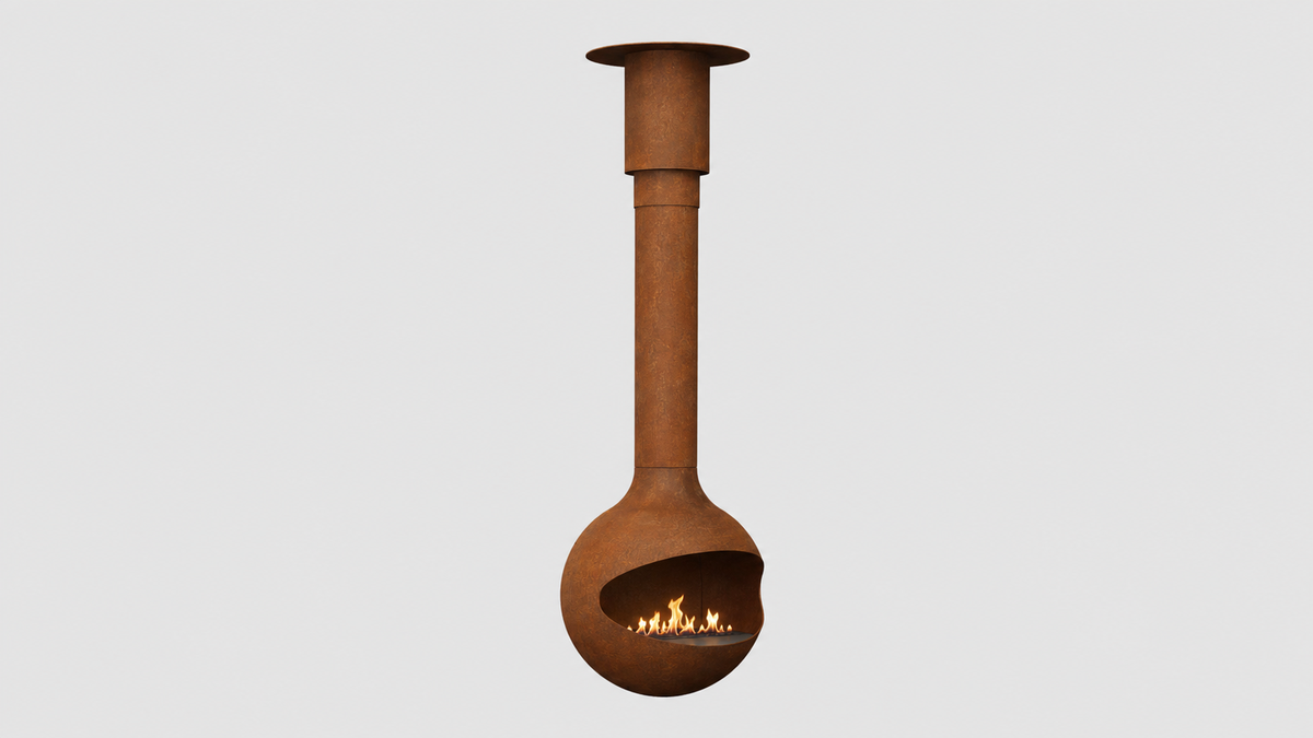 Sphere suspended fireplace product view