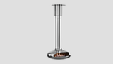 Curve 90 suspended fireplace in polished stainless steel finish