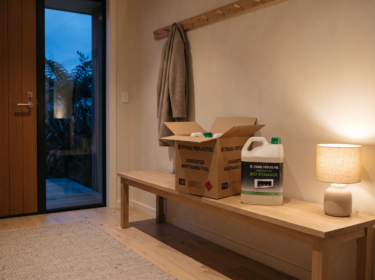 Bioethanol fuel delivered to a hallway