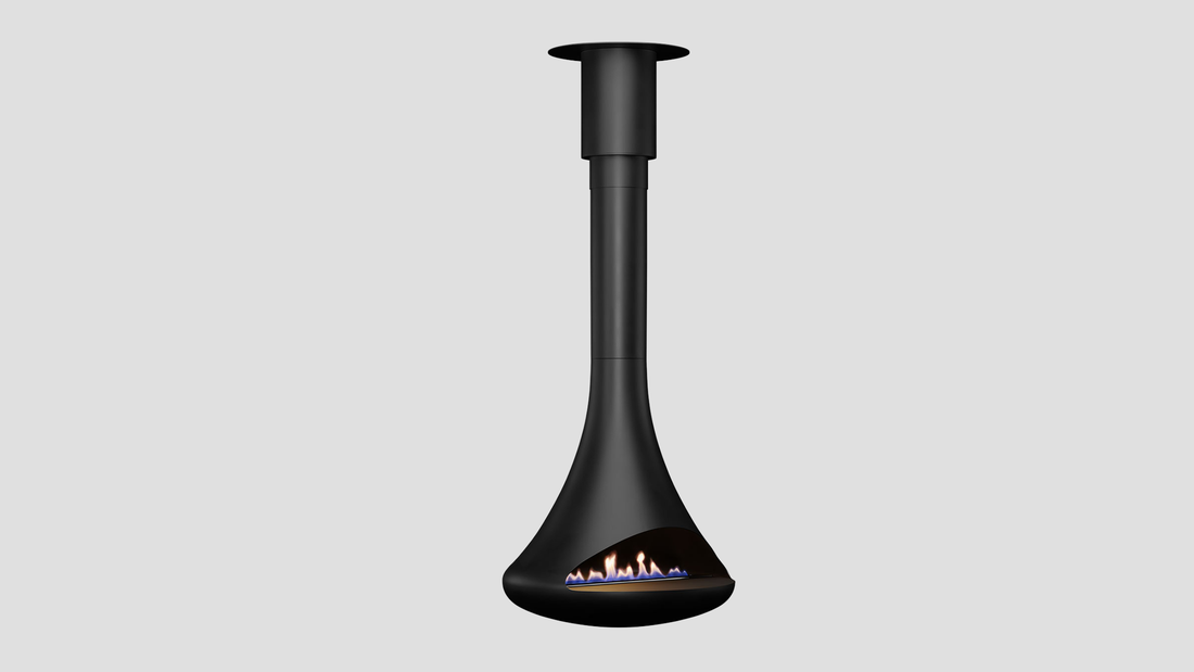 Silo Suspended Fireplace Black